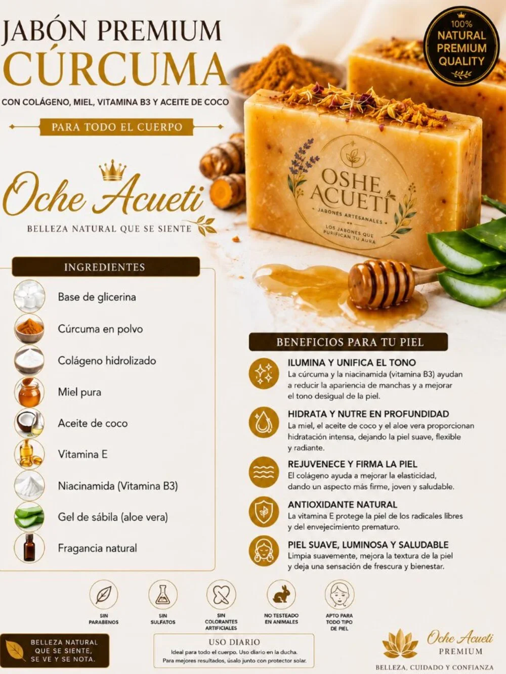 OSHE ACUETI Jabón Unisex de Cúrcuma 130 g